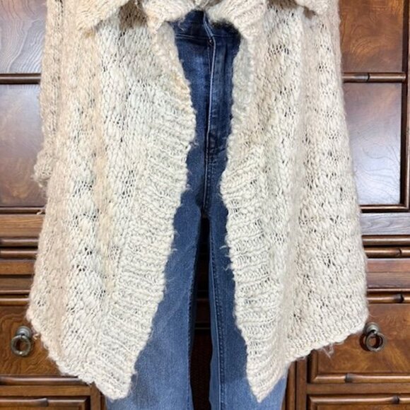 NWOT Jones New York Oatmeal Wool Alpaca Blend Oversize Lapel Open Front Cardigan - Picture 11 of 14